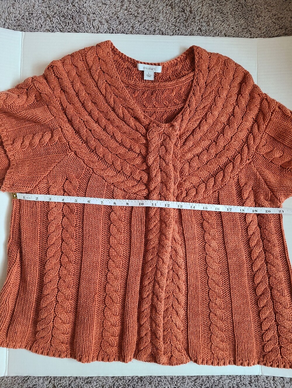 Dressbarn Cable Knit Cardigan Sweater Cottagecore Size L Rust Brown Cotton - Picture 5 of 7